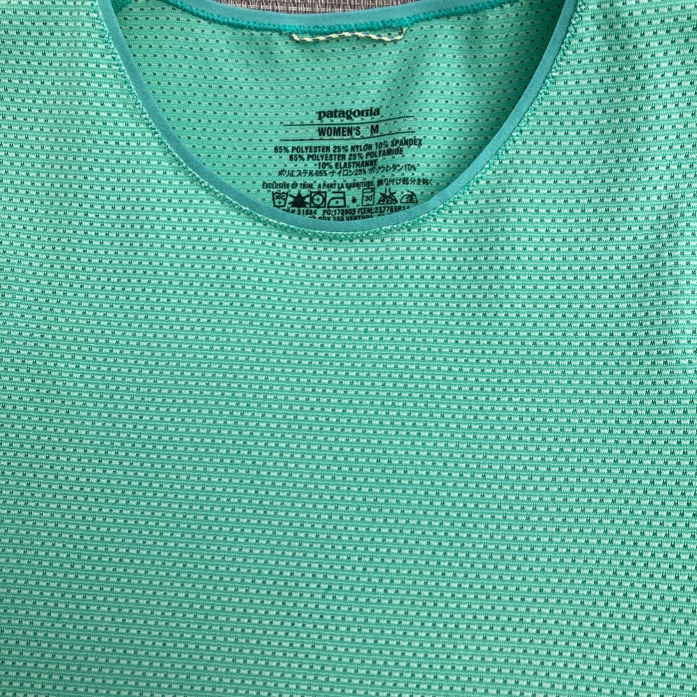 Patagonia long-sleeve athletic top, light green, size M